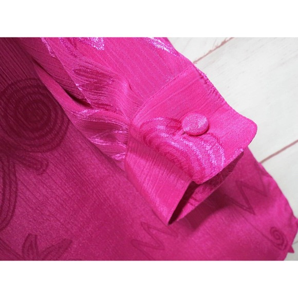 Vintage Pink Abstract Print Christie & Jill Size Medium Button Blouse 90s 80s - Picture 4 of 6